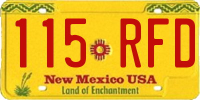 NM license plate 115RFD