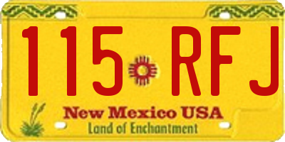 NM license plate 115RFJ