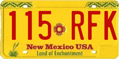 NM license plate 115RFK