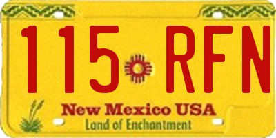 NM license plate 115RFN