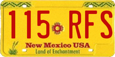 NM license plate 115RFS