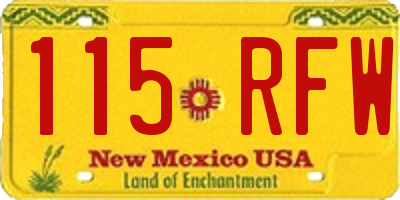 NM license plate 115RFW
