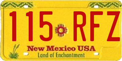 NM license plate 115RFZ