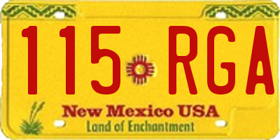 NM license plate 115RGA