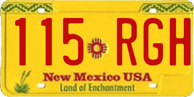 NM license plate 115RGH