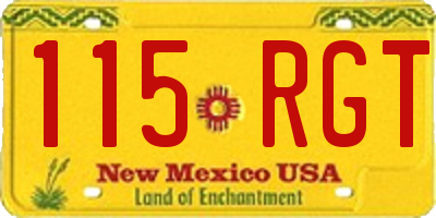 NM license plate 115RGT