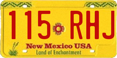 NM license plate 115RHJ