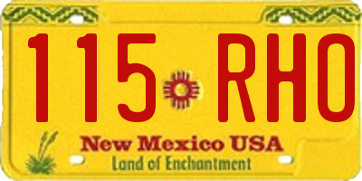 NM license plate 115RHO