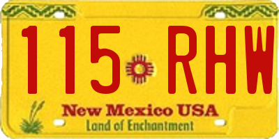 NM license plate 115RHW