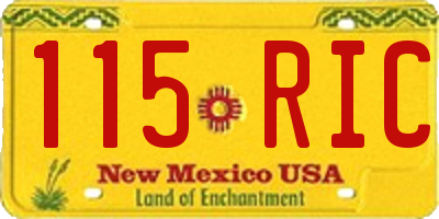 NM license plate 115RIC