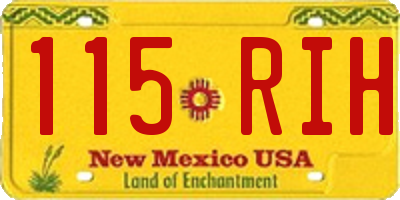 NM license plate 115RIH