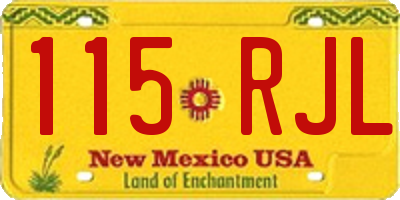 NM license plate 115RJL