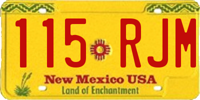 NM license plate 115RJM