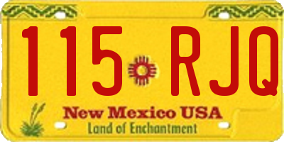 NM license plate 115RJQ