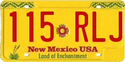 NM license plate 115RLJ