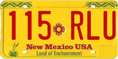 NM license plate 115RLU