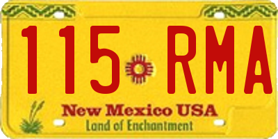 NM license plate 115RMA