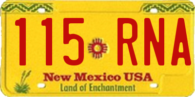 NM license plate 115RNA