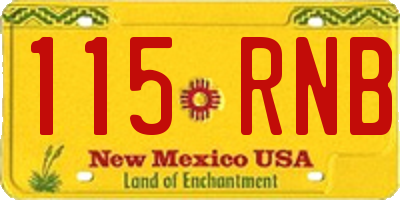 NM license plate 115RNB