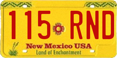 NM license plate 115RND