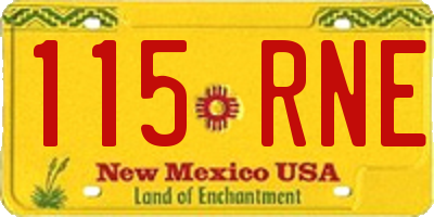 NM license plate 115RNE