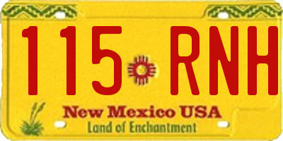 NM license plate 115RNH