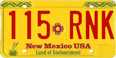 NM license plate 115RNK