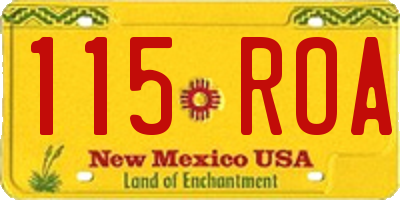 NM license plate 115ROA