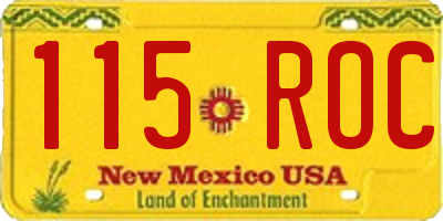 NM license plate 115ROC