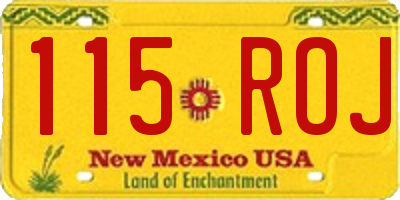 NM license plate 115ROJ