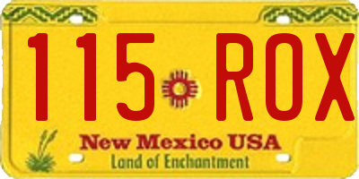 NM license plate 115ROX