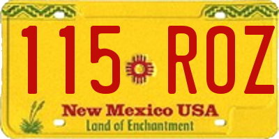 NM license plate 115ROZ