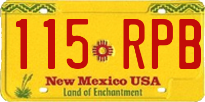 NM license plate 115RPB