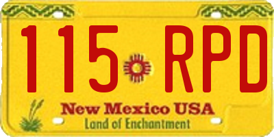 NM license plate 115RPD