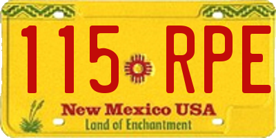 NM license plate 115RPE