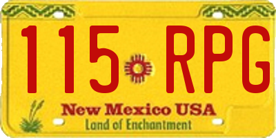 NM license plate 115RPG