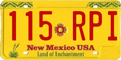 NM license plate 115RPI