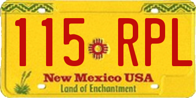 NM license plate 115RPL