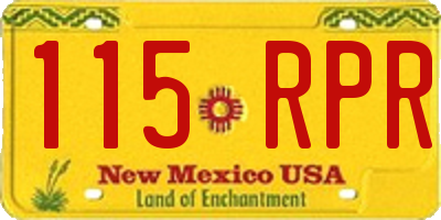 NM license plate 115RPR