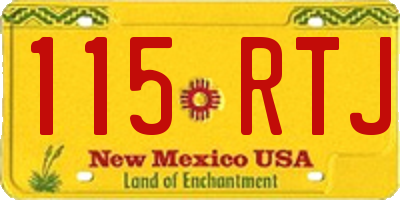 NM license plate 115RTJ