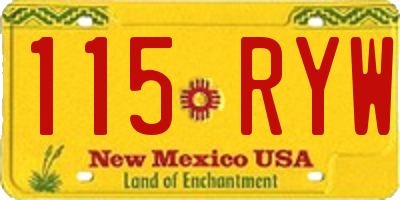 NM license plate 115RYW