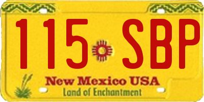 NM license plate 115SBP