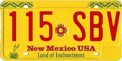 NM license plate 115SBV