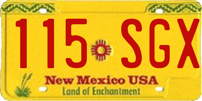 NM license plate 115SGX