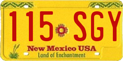 NM license plate 115SGY