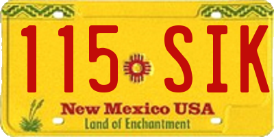 NM license plate 115SIK