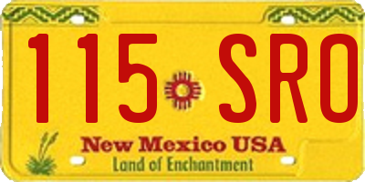 NM license plate 115SRO