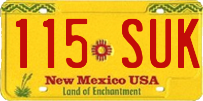 NM license plate 115SUK