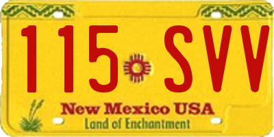 NM license plate 115SVV