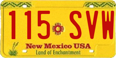 NM license plate 115SVW